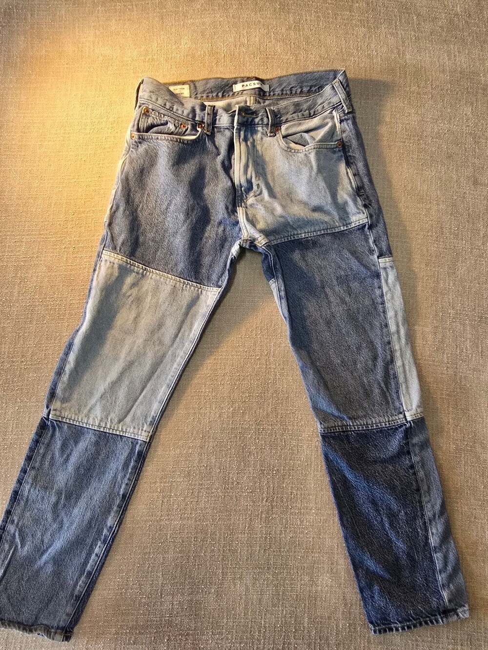 PacSun Eco Indigo Patchwork Slim Taper Jeans